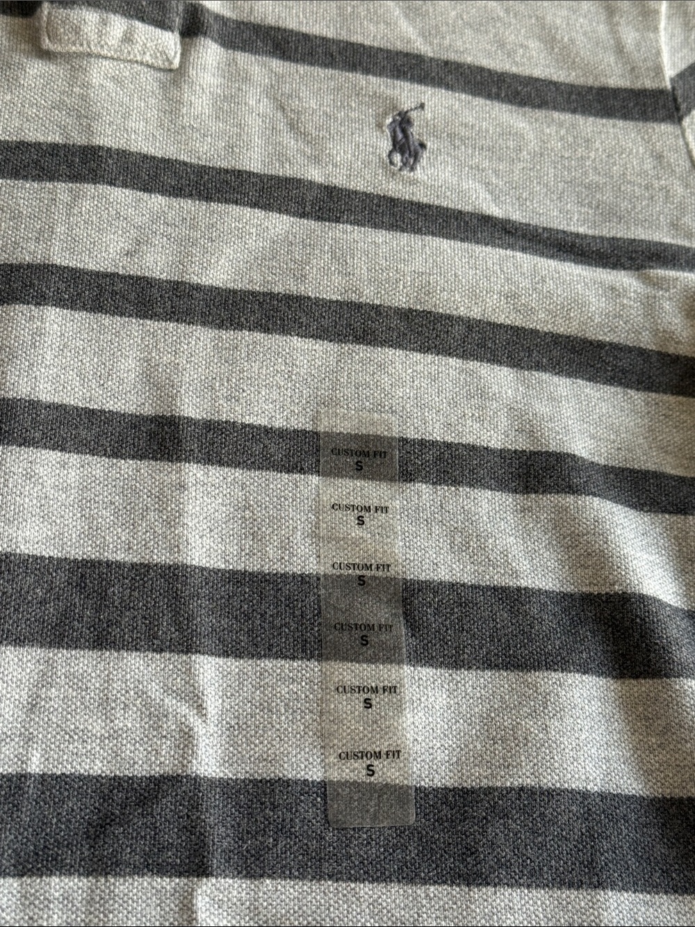 Polo by Ralph Lauren Gray and Dark Gray Striped Polo Shirt - Picture 3 of 4